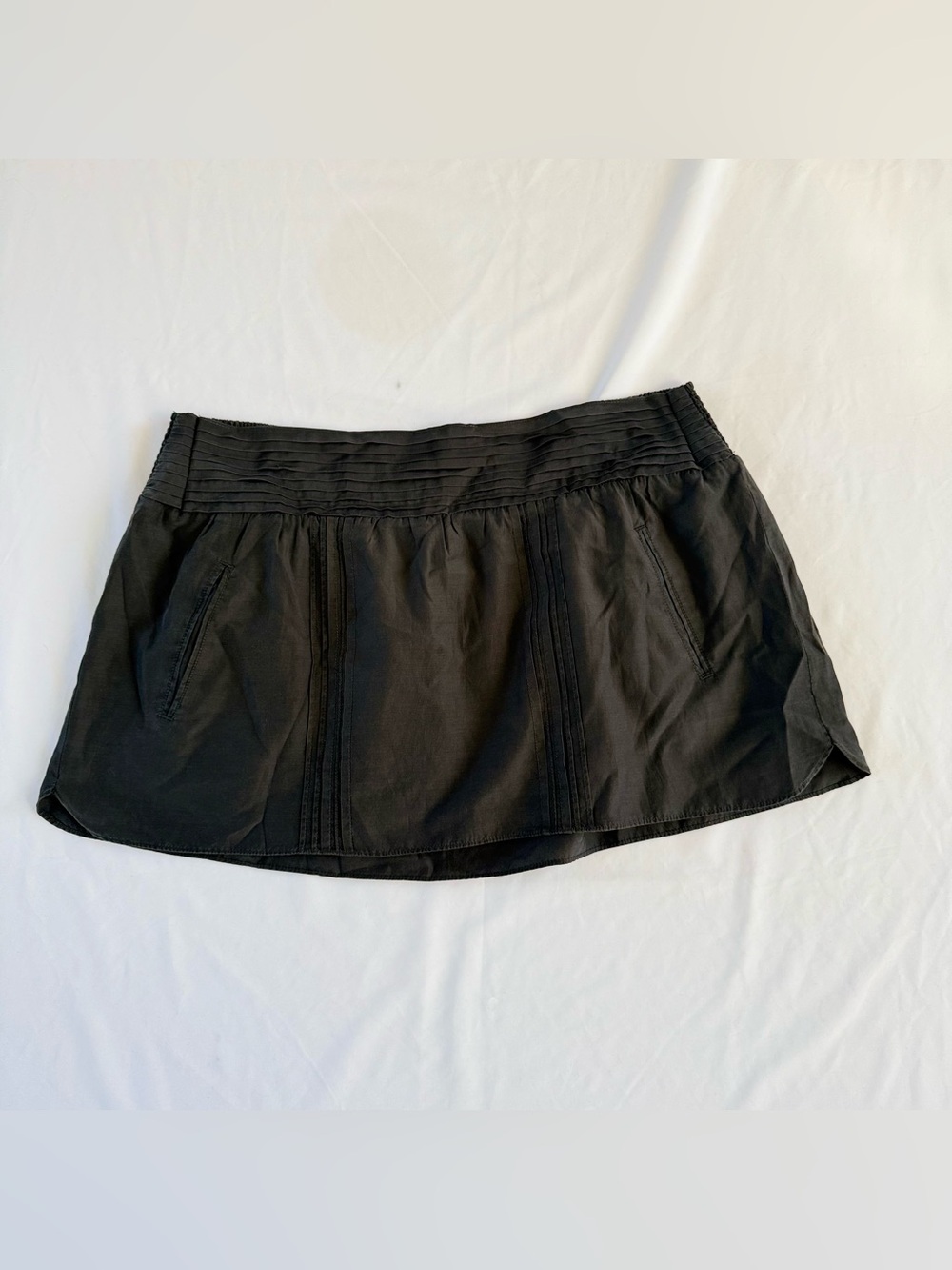 American Eagle Mini Skirt L Black Silk Cotton Pleated NWT Deadstock Y2K